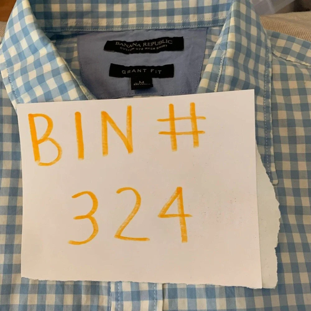 Banana Republic Shirt Mens Sz M Grant Fit Blue‎ White Gingham Button Up